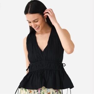 Hunter Bell || Banks Top Poplin Pleated Tie Detail Black 2